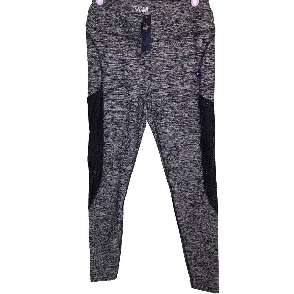 Hollister Cali Sport Legging Women"s XS Gray Heather Sheer Black Panels NEW